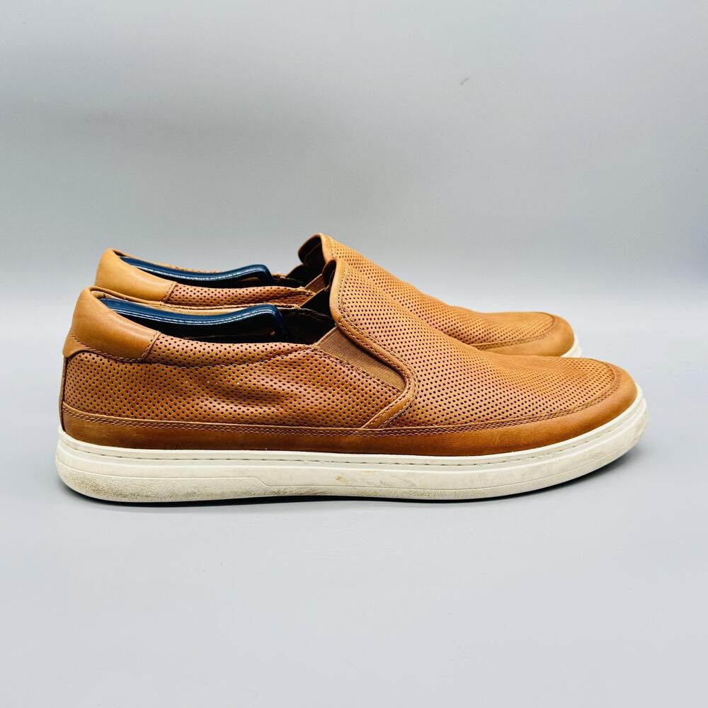 Donald Pliner Shoes Mens 11 Brown Leather Corbyn Slip On Casual Sneakers Comfort